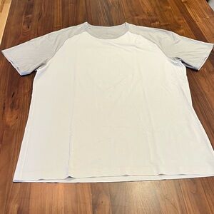 Lululemon fundamental T - white w grey sleeve - large